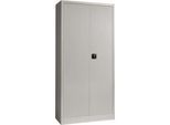 Schäfer Shop Pure Universalschrank, 5 OH, 4 Fachböden, abschließbar, B 950 x T 400 x H 1935 mm, Stahl, weißaluminium RAL 9006/weißaluminium RAL 9006