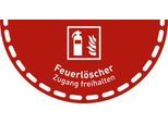 moedel Hinweisschild „Feuerlöscher Zugang freihalten“, für Fußböden, rutschhemmend, selbstklebend, L 450 x B 900 mm, PVC-Folie, rot-weiß