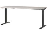 Schreibtisch Aalborg, elektrisch höhenverstellbar, Rechteck, bis 80 kg, T-Fuß Gestell, B 1800 x T 800 x H 720 – 1200 mm, kaschmir/schwarzgrau
