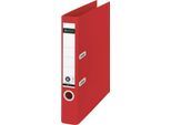 LEITZ® Ordner Recycle, A4, Rückenbreite 50 mm, 180°-Hebelmechanik, Rückenschild & Griffloch, rot