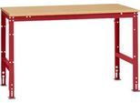 Manuflex Arbeitstisch UNIVERSAL Standard, 1500 x 1000 mm, Multiplex natur, rubinrot