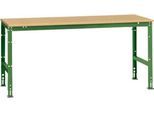 Manuflex Arbeitstisch UNIVERSAL Standard, 2000 x 1000 mm, Multiplex natur, resedagrün