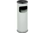 Kombi-Ascher VAR, rund, 17 l, für Innen & Außen, mit Sieb & Kantenschutz, Ø 250 x H 610 mm, Stahlblech, lichtgrau