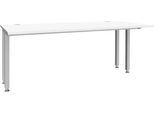 Schäfer Shop Genius Schreibtisch MODENA FLEX, 4-Fuß-Quadratrohr, verkürzte Seitenteile, B 1800 mm, weiß