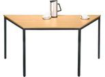 Schäfer Shop Pure Stahlrohrtisch, Trapez, Quadratrohrfuß, B 1600 x T 800 x H 720 mm, Buche/schwarz