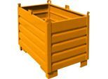 Bauer Sammelbehälter-System SBS 500, L 600 x B 1200 x H 850 mm, bis zu 3-fach stapelbar, lackiert, mit Transportwagen, gelborange RAL 2000