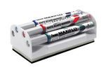 Pentel Whiteboardmarker Maxiflow, mit Wischer, Schreibspitze 2 mm, 4-er Set