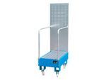 Fahrbare Auffangwanne LPW 60-3, mit Lochplattenwand, aus Stahl, Kapazität 2 x 60-Liter Fass, blau