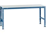 Manuflex Arbeitstisch UNIVERSAL Standard, 2000 x 1000 mm, Kunststoff lichtgrau, brillantblau