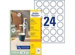 Avery® Zweckform Etiketten L3415-100, A4, universell, permanenthaftend, druckergeeignet, FSC®-Papier, rund, Ø 40 mm, weiß, 2400 Stück auf 100 Bogen