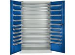 Schäfer Shop Select Magazinschrank, 10 Fachböden, ohne Ausstattung, B 1200 x T 500 x H 1935 mm, Stahl, lichtgrau/enzianblau