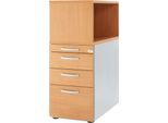 Schäfer Shop Genius Standcontainer mit Aufsatzregal, abschließbar, runder Griff, buche