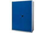 Schäfer Shop Genius Flügeltürenschrank FS, Stahl, mit Belüftungslöchern, B 1343 x T 620 x H 1950 mm, 5 OH, Weißalu/Enzianblau, bis 750 kg