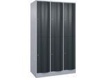 C+P Garderobenspind Resisto, 3 Abteile, 6 Fächer, B 1148 x T 640 x H 1950 mm, Weißalu/Anthrazitgrau