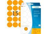 HERMA Klebepunkte 2274, Ø 32 mm, selbstklebend, permanenthaftend, per Hand beschreibbar, 360 Stück auf 24 Blatt, FSC®-Papier, leuchtorange
