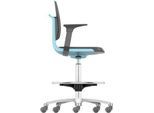 Arbeitsdrehstuhl Labsit hoch, Kunstleder, Sitz-Stopp-Rollen, B 450 x T 420 x H 560 - 810 mm, blau
