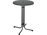 Stehtisch Quickstep mit Sonnenschirmöffnung, desinfektionsmittelbeständig, Ø 850 mm, anthrazit