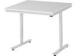 Rau ESD-Arbeitstisch Adlatus, elektrisch höhenverstellbar, 28 mm Spanplatte mit Melaminbelag, bis 150 kg, B 1000 x T 1000 x H 720-1120 mm, lichtgrau