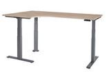 Schäfer Shop Genius Winkelschreibtisch Modena Flex, elektrisch höhenverstellbar, 90° Winkel, T-Fuß, B 2000 mm, Eiche/anthrazit