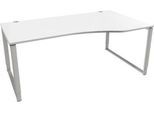 Schäfer Shop Genius Freiformschreibtisch MODENA FLEX, Bügelfuß, manuell höhenverstellbar, Ansatz rechts, B 1800 mm, weiß