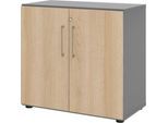 Schränke Breno, 2 OH, abschließbar, 28 kg je Boden, B 800 x T 420 x H 748 mm, graphit/Eiche