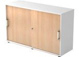 Schiebetürenschrank TARVIS, 2 Ordnerhöhen, B 1200 x T 400 x H 748 mm, abschließ- & stapelbar, weiß/Eiche-Dekor