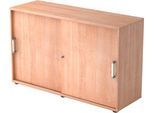 Schiebetürenschrank TARVIS, 2 Ordnerhöhen, B 1200 x T 400 x H 748 mm, abschließ- & stapelbar, Nussbaum-Dekor