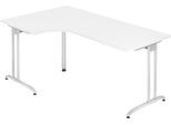 Winkelschreibtisch 90° TARA, C-Fuß, Rechteck, B 2000 mm, weiß
