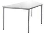 Schäfer Shop Pure Stahlrohrtisch, Trapez, Quadratrohrfuß, B 1600 x T 800 x H 720 mm, weiß/weißaluminium