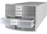 Schubladenbox HAN Impuls 2.0, 4 Schubladen, Format A4, stapelbar, geschlossen, grau/transparent-klar
