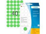 HERMA Klebepunkte 2255, Ø 19 mm, selbstklebend, permanenthaftend, per Hand beschreibbar, 1280 Stück auf 32 Blatt, FSC®-Papier, grün