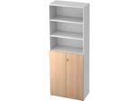 Regalschrank TOPAS LINE, 3 OH Regal/3 OH Türen, weiß/Eiche