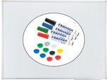 Franken Whiteboard X-tra!Line, Stahl, magnethaftend, beschreibbar, B 1200 x H 900 mm, weiß lackiert, inkl. 4 Whiteboard-Marker + 10 farblich sortierte Magnete