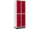 Schäfer Shop Select Kleiderspind, mit 2 x 2 Abteilen, 300 mm, mit Sockel, Zylinderschloss, Tür rubinrot