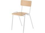 Stapelstuhl Ceha® CS 3, stapelbar bis 15 Stück, ohne Armlehnen, Sperrholz & Stahlrohr pulverbeschichtet, B 385 x T 390 x H 490 mm, Buche/lichtgrau