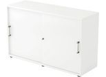 Schiebetürenschrank TARVIS, 2 Ordnerhöhen, B 1200 x T 400 x H 748 mm, abschließ- & stapelbar, weiß
