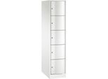 C+P Schließfachschrank Resisto, 1 Abteil, 5 Fächer, B 396 x T 640 x H 1950 mm, Verkehrsweiß