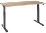 Schäfer Shop Select Schreibtisch ERGO-T 2.0, elektrisch höhenverstellbar, Rechteck, T-Fuß, B 1600 x T 800 x H 715-1205 mm, Eiche/anthrazit
