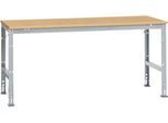 Manuflex Arbeitstisch UNIVERSAL Standard, 2000 x 1000 mm, Multiplex natur, alusilber