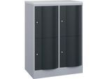 C+P Schließfachschrank Resisto, 2 Abteile, 4 Fächer, B 772 x T 540 x H 1077 mm, Weißalu/Anthrazitgrau