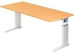 Schreibtisch TARVIS, C-Fuß, Quadrat, B 1800 mm, Gestell weiß, höhenverstellbar, Buche-Dekor
