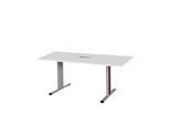 Schäfer Shop Select Besprechungstisch Planova Basic, mit Tischanschlussfeld, Rechteck, T-Fuß, B 1600 x T 800 x H 717 mm, lichtgrau/weißalu