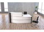 Kleine Bogen-Empfangstheke mit Beratungsplatz Faro, mit Ablage und Seitenplatten, B 2310 x T 1200 x H 1120 mm, weiß/anthrazit