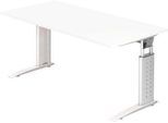 Schreibtisch TARVIS, C-Fuß, Quadrat, B 1600 mm, Gestell weiß, höhenverstellbar, weiß
