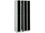 Raumspargarderobe, Abteilbreite 200 mm, abschließbar, 4 Abteile, schwarz