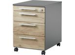 Schäfer Shop Select Rollcontainer SET UP, abschließbar, B 432 x T 580 x H 595 mm, graphit/Wildeiche