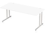 Schäfer Shop Select Schreibtisch COMBITEC, Rechteck, C-Fuß, B 2000 x T 1000 x H 677-817 mm, weiß/weißaluminium