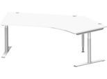 Schäfer Shop Genius Winkelschreibtisch MODENA FLEX 135°, T-Fuß-Rundrohr, B 2165 mm, Ansatz rechts, weiß/weißalu