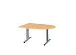 Schäfer Shop Select Besprechungstisch Planova Basic, Halbkreis, T-Fuß, B 1400 x T 1000 x H 717 mm, Buche/weißaluminium RAL 9006
