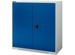 Schäfer Shop Genius Flügeltürschrank FS, Stahl, mit Belüftungslöchern, B 1055 x T 620 x H 1105 mm, 3 OH, lichtgrau/enzianblau, bis 450 kg